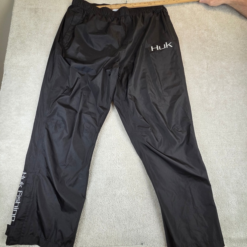 Huk Performance Fishing Rain Pants Mens XXL Black Water Resistant Zippered Leg